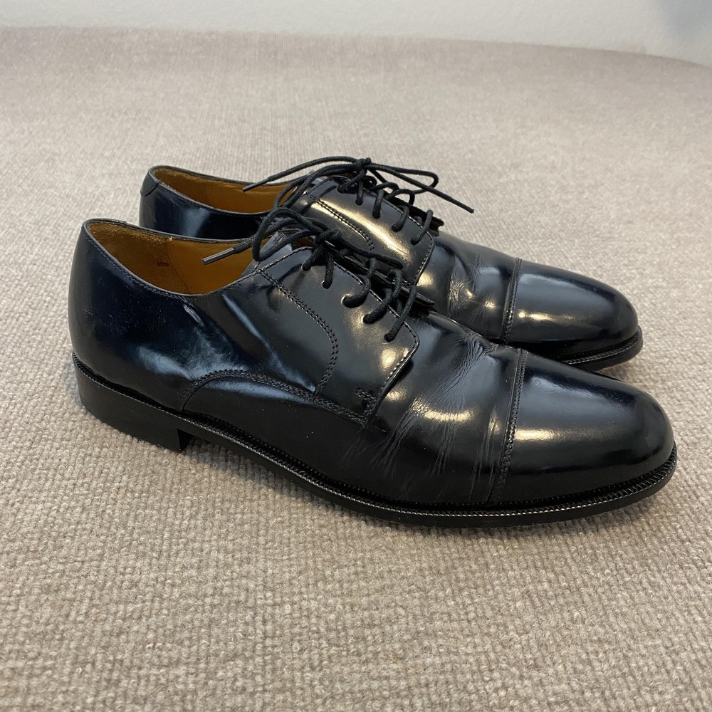 Cole Haan Shoes Mens Size 10.5 M Black Leather Cap Toe Derby Dress C07606